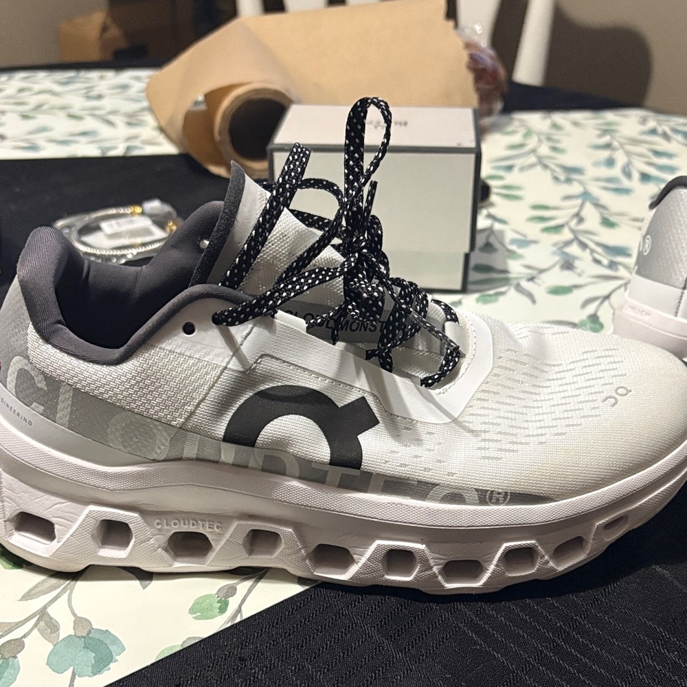 On Running White and Gray Women's Athletic Shoes